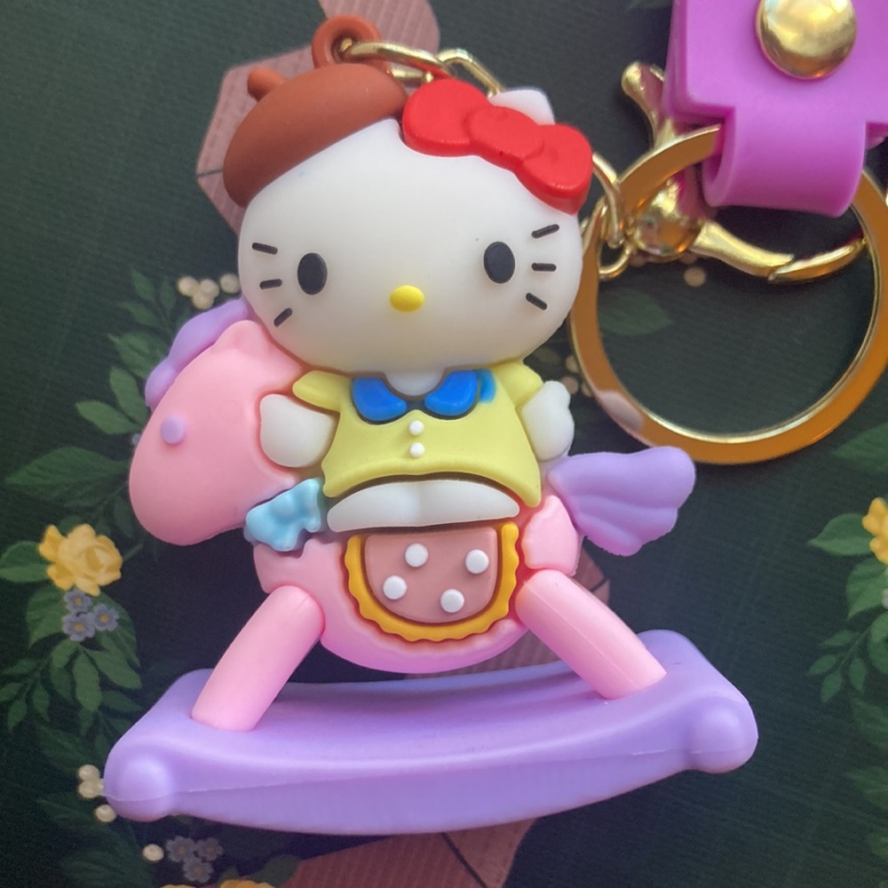 Hello Kitty on Rocking Horse Keychain - Picture 3 of 4